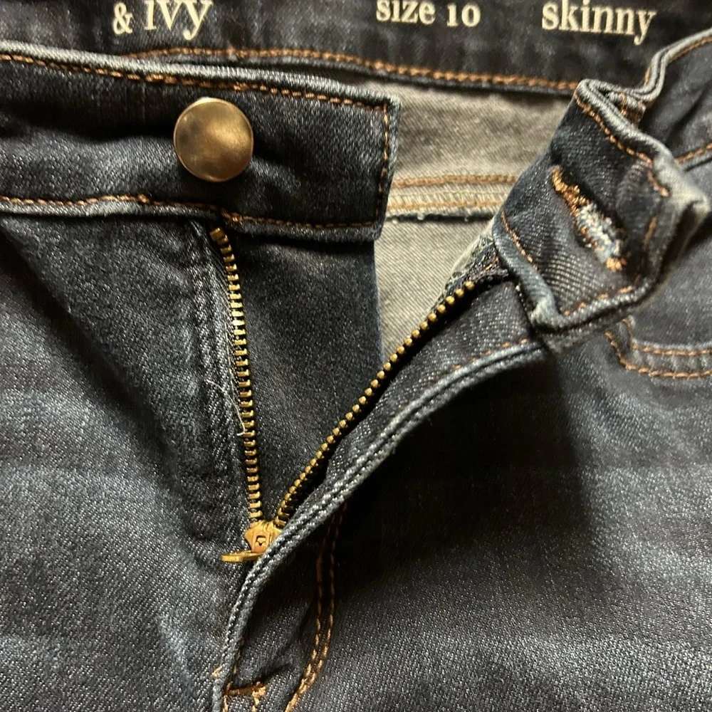 crown & ivy Dark Blue Floral Embroidered Skinny Jeans - Picture 5 of 7